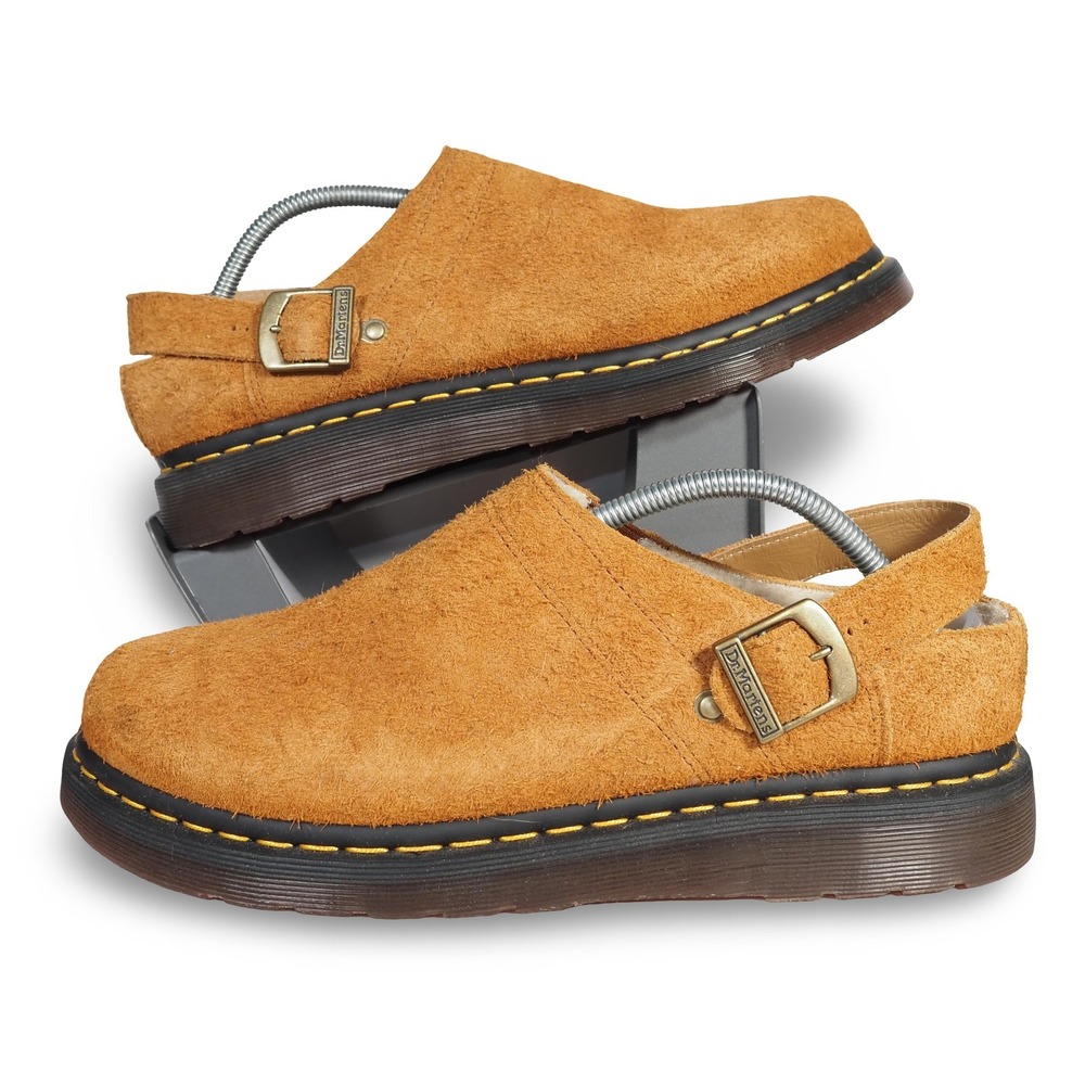 Dr. Martens Isham Hairy Suede Slingback Mules Mens 11 Brown 27959212 Slip On - Picture 1 of 11